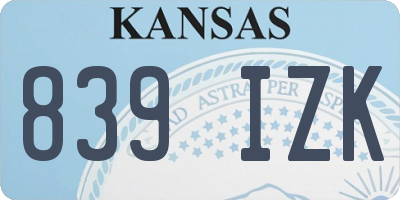KS license plate 839IZK