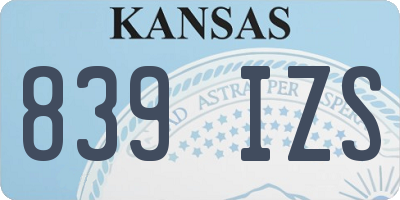 KS license plate 839IZS
