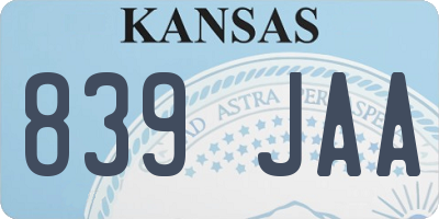 KS license plate 839JAA