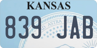 KS license plate 839JAB