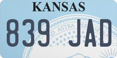 KS license plate 839JAD