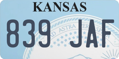 KS license plate 839JAF