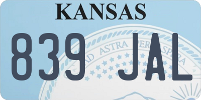 KS license plate 839JAL