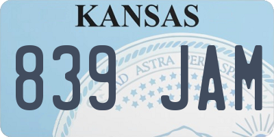 KS license plate 839JAM