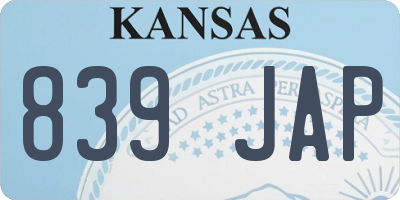 KS license plate 839JAP