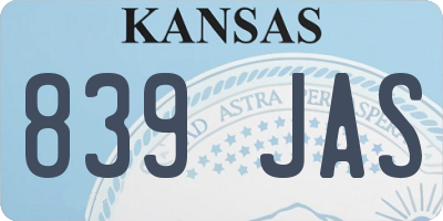 KS license plate 839JAS