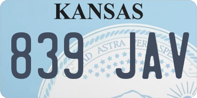 KS license plate 839JAV