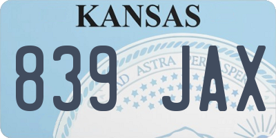 KS license plate 839JAX