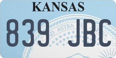 KS license plate 839JBC