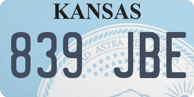 KS license plate 839JBE