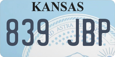 KS license plate 839JBP
