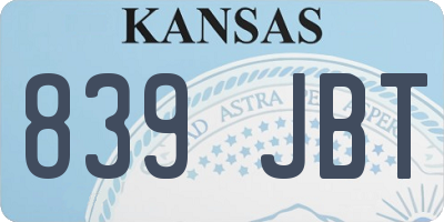 KS license plate 839JBT