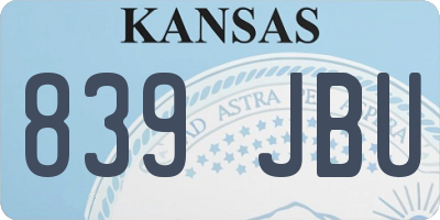 KS license plate 839JBU
