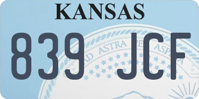KS license plate 839JCF
