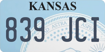 KS license plate 839JCI