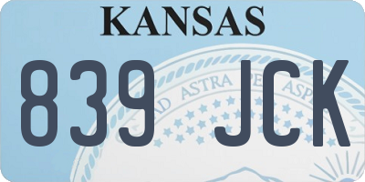 KS license plate 839JCK