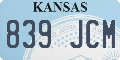 KS license plate 839JCM