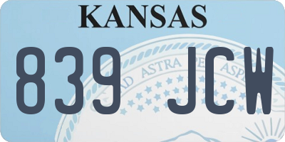 KS license plate 839JCW
