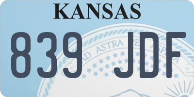 KS license plate 839JDF