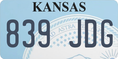 KS license plate 839JDG