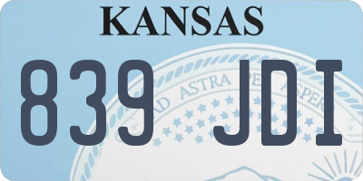 KS license plate 839JDI