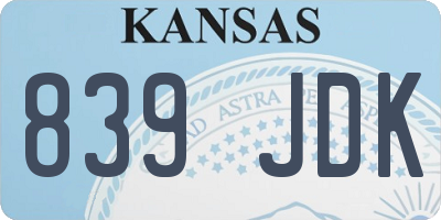 KS license plate 839JDK