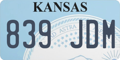 KS license plate 839JDM