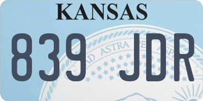 KS license plate 839JDR