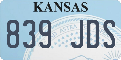 KS license plate 839JDS