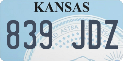 KS license plate 839JDZ