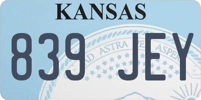 KS license plate 839JEY