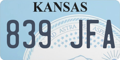 KS license plate 839JFA