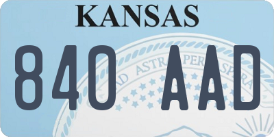 KS license plate 840AAD