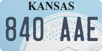 KS license plate 840AAE