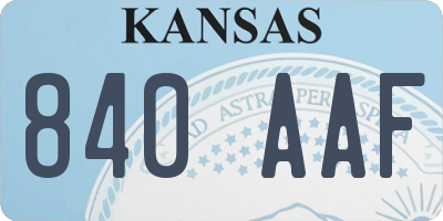 KS license plate 840AAF