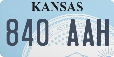 KS license plate 840AAH