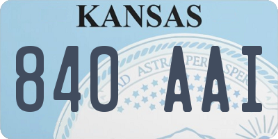 KS license plate 840AAI