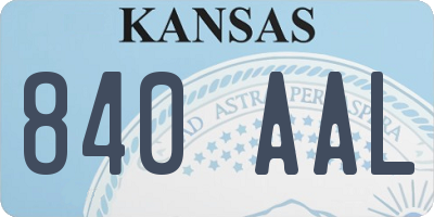 KS license plate 840AAL