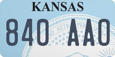 KS license plate 840AAO