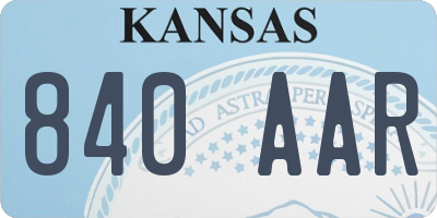 KS license plate 840AAR