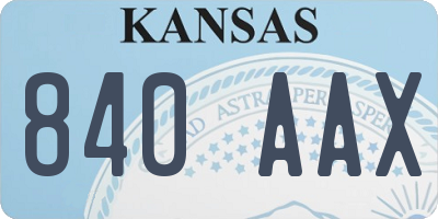 KS license plate 840AAX