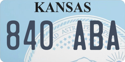 KS license plate 840ABA