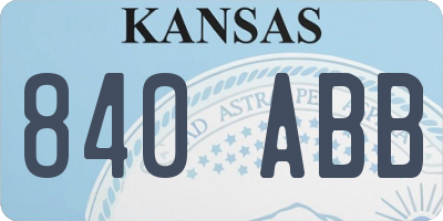 KS license plate 840ABB