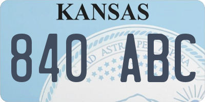 KS license plate 840ABC