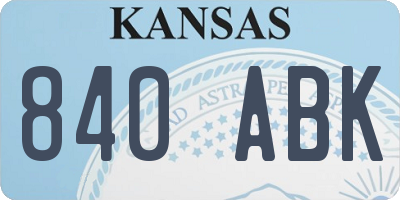 KS license plate 840ABK