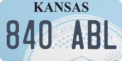 KS license plate 840ABL