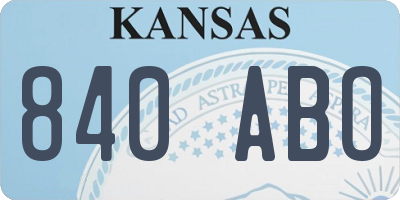 KS license plate 840ABO