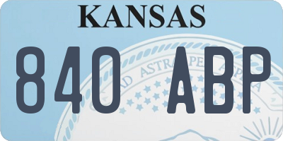 KS license plate 840ABP