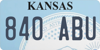 KS license plate 840ABU