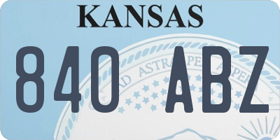 KS license plate 840ABZ